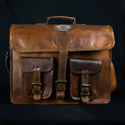 Leather Messenger Business Laptop Briefcase Satchel Bag Men's Vintage Dark Brown • $35.15