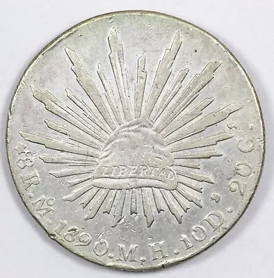 1890-Mo MH Mexico City 8 Reales Cap & Rays Silver Coin • $33