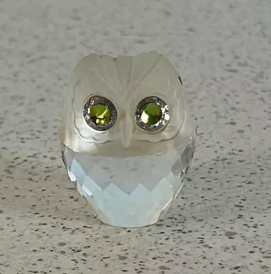  Swarovski Trimlite Frosty Friend Crystal Owl Faceted With Green Eyes 1.75  Tall • $45