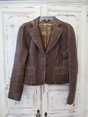 Mike & Chris Leather Jacket Coat  Weathered  Brown L Euc • $69.99