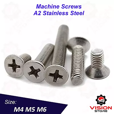 COUNTERSUNK POZI DRIVE MACHINE SCREWS M4 M5 M6 FLAT HEAD Stainless Steel A2 • £0.99
