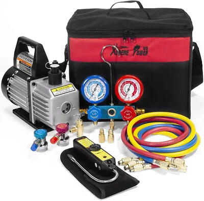 4CFM Air Vacuum Pump HVAC A/C Refrigeration Kit With Carrying Tote Bag • $114