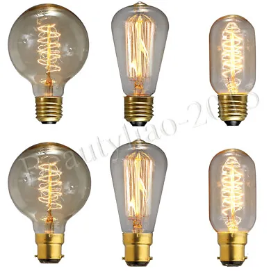 40W Vintage Filament Edison Bulb E27 B22 Industrial Style Dimmable Home Lighting • £4.31