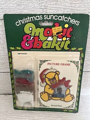 Vintage Makit & Bakit Picture Frame Sun Catcher  Kits Christmas Santa Bear NOS • $24.99