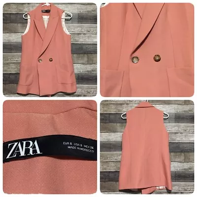 Zara Sleeveless Blazer Jacket Women’s S Pink Button Front (Read Desc) • $27.99