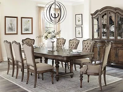 ON SALE - Traditional Brown Oak Dining Room Rectangular Table Chairs Set IC53 • $2957.88
