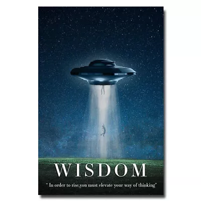 Wisdom UFO Motivational Text Poster Black White Wall Art Print Decor Picture • $6.72
