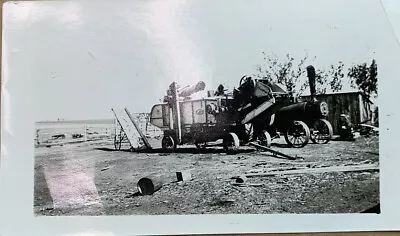 Ephemera ￼photo Of A Steam Engine Harvester Black And White Photo Old Tractor • $7.66