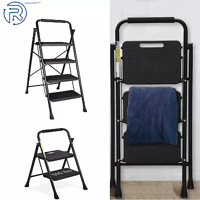 234 Step Folding Portable Ladder With Plastic Wide Anti-Slip Pedal Step Stool • $35.70