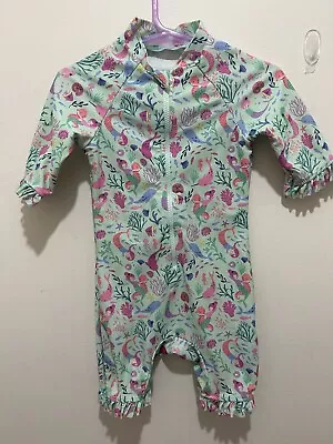 Baby Girls Mothercare Sea Mermaids Ruffle Trim Swimming Costume Sun Suit 9-12m • £6.50