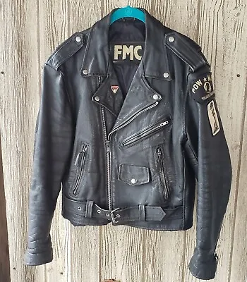 Vintage-LEATHER VIETNAM VET TRIUMPH MOTORCYCLE JACKET Sz 40 • $200