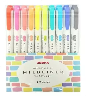 Zebra Mildliner 10 Color / Double-Sided Highlighter Marker / WKT7-10C-NHC-HI • $34.06