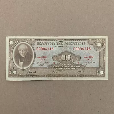 Mexican 100 Pesos Billetes 1970 Mexico Currency Banknote Paper Money Memorabilia • $15.95