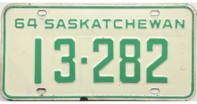 *99 CENT SALE*  1964 Saskatchewan License Plate #13-282 No Reserve • $0.99