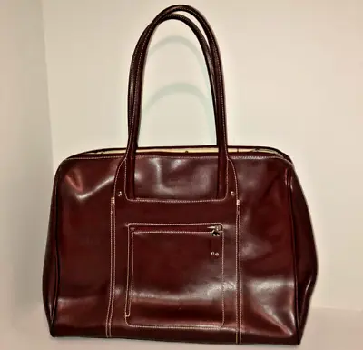 Franklin Covey Red Genuine Leather Briefcase Laptop Womens • $42