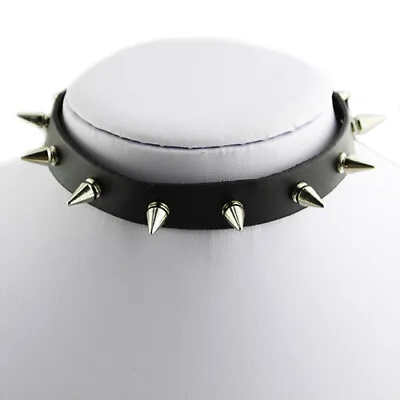 Men Women Gothic Collar Choker Necklace Faux Leather Spike Rivet Punk Jewelry • $11.12