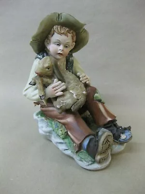 Capodimonte Figure Boy With Lamb ~ G. Cortese ~ 373 ~ Italy • £14.99