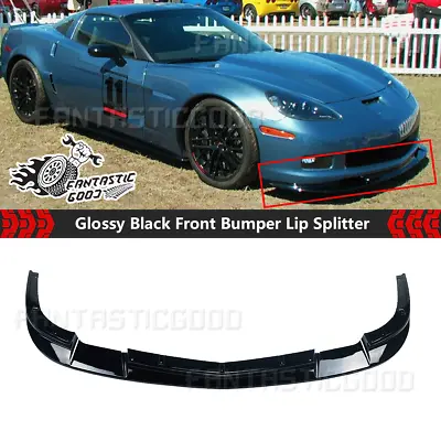 For Corvette C6 Z06 ZR1 2006-13 Glossy BLK Front Bumper Lip Spoiler Splitter Kit • $102.99