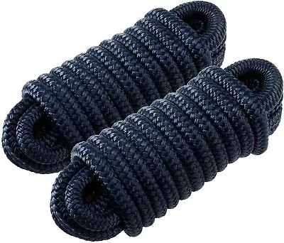 $19.99 • Buy 2 Pack 1/2 Inch 15 FT Double Braid Nylon Boat Dock Line Mooring Rope Anchor Rope