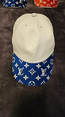 Louis Vuitton M77740 Monogram Bicolor Baseball Cap Blue White PERFECT • $600