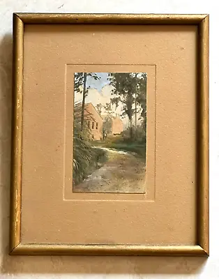 Vintage Framed  Hand Colored Photo Southern Plantation Home On Country Path • $19.60