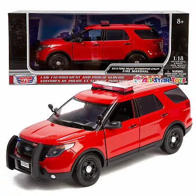 2015 Ford Police Interceptor Utility Fire Department Red 1/18 Motormax 73545 • $39.99