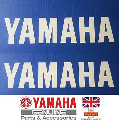 GENUINE YAMAHA WHITE DECAL STICKER BADGE FAIRING LOGO 100MM X 23MM • £10.95