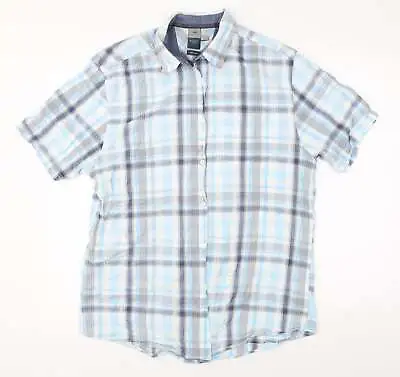 £5.25 • Buy Atlantic Bay Mens Blue Check Cotton Button-Up Size L Collared Button