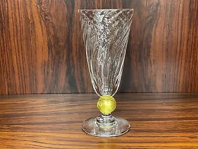 Vintage RANDY STRONG Art Glass Optic Gold Leaf Goblet 1996 • $99