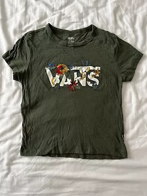 £5 • Buy Vans Tshirt Womens XS Khaki Tropical Flowers