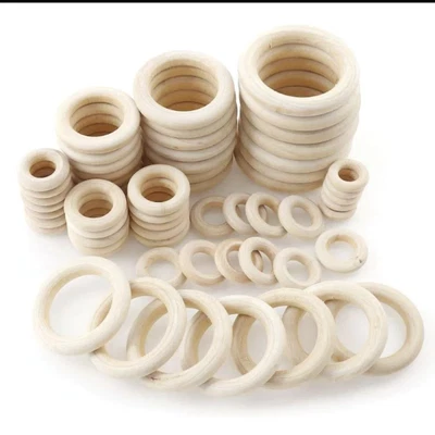 $13 • Buy Natural Wood DIY 1.5cm-10cm Wooden Beads Pendant Macrame Circles Rings Beads Unf