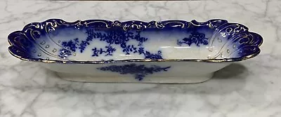 LaBelle Flow Blue 13 5/8 Inch Celery Dish Wheeling Pottery United States • $60