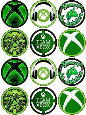 24 Xbox Gaming Theme Fairy Cake Toppers Edible Party Decorations • £2.38