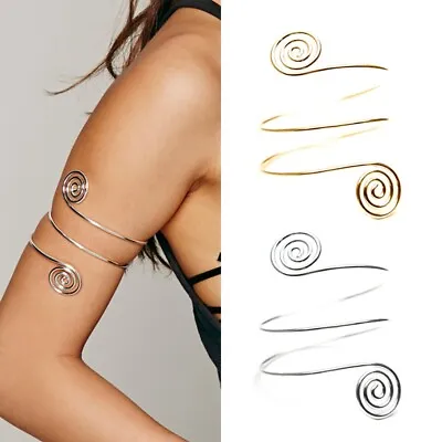 Punk Coiled Spiral Upper Arm Cuff Armlet Armband Bangle Bracelet Jewelry'UK • £3.78