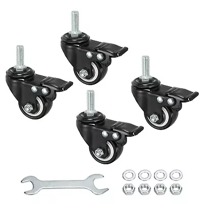 4pcs 1.5  Swivel Threaded Stem Casters 3/8 -16UNC Thread PU Caster Wheel 88lbs • $21.79