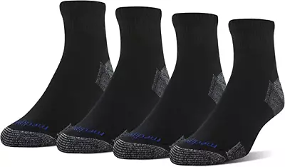 MediPeds Nanoglide Quarter Socks 4 Pair Black Men's 7-12 / Ladies 10-13 • $15.99