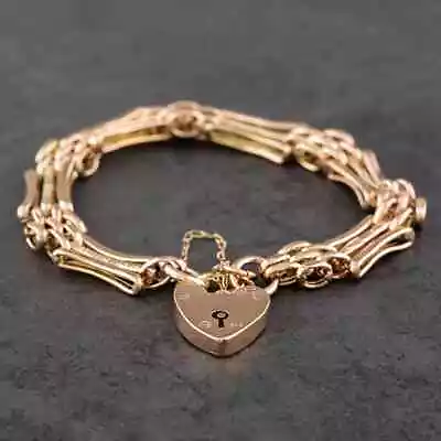 Second Hand Vintage Rose Gold Three Bar Gate Bracelet 41531007 • $1064.72