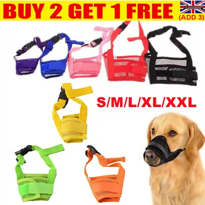 Dog Muzzle Pet Puppy Mesh Safety Mouth MaskAdjustable Anti-Barking Biting Tool· • £1.24