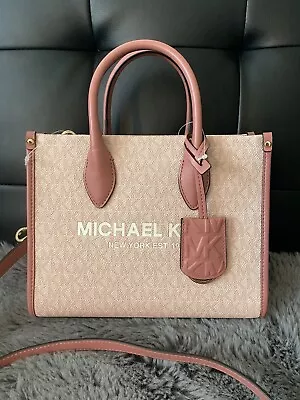 Michael Kors Mirella Sm Shopper TZ Crossbody Bag Dark Powder Blush $448 NWT • $124.99