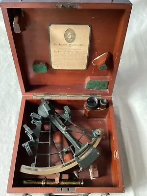 Antique HEZZANITH Brass Sextant R 592 London 1919 In Original Wooden Box • $350