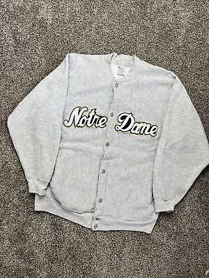 VTG Notre Dame Champion Reverse Weave Cartigan Sweatshirt Large Made In USA RARE • $60
