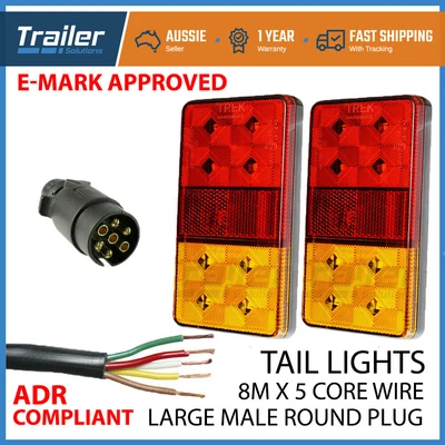 $39.95 • Buy LED TRAILER TAIL LIGHT KIT PAIR PLUG, 8m 5 CORE WIRE CARAVAN BOAT UTE Waterproof