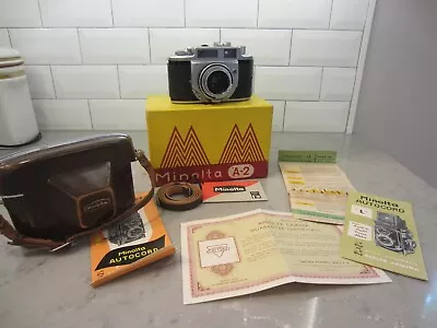 Vtg Camera Minolta A -2 35mm Optiper MXV Chiyoda Lens Leather Case Box Inserts • $84.99