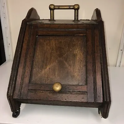 Victoriana Wooden   Coal Scuttle Box Early 20th Century Purdonium With Liner • £34.99