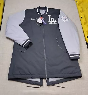NIKE LA Dodgers Jacket Medium Mens Black Gray White Dugout MLB Full Zip • $189.95
