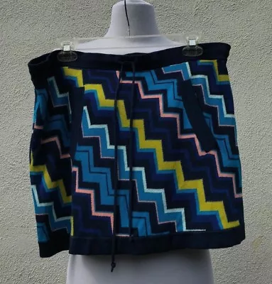 Missoni Women's Blue Zig Zag Pattern Mini Skirt Rayon Size L Elastic Waist • $31.99