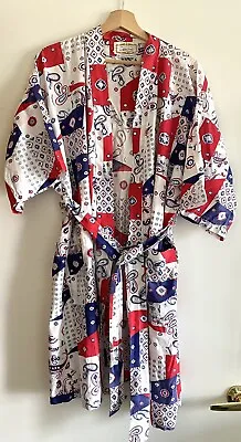 Robe By Weldon Mens One Size Smoking Jacket Lounge Robe Red White Blue Belt VTG • $41.99