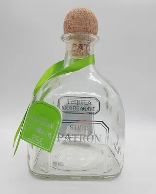 Patron Silver Tequila Bottle 1.75L Empty With Cork Amd Ribbon • $29.99