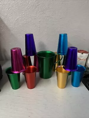 Vintage Mid-Century Aluminum Pitcher And  12 Tumblers • $52