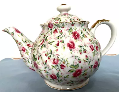 MCM 1950s Lefton China Gilded Rose 911R Scalloped Hand Painted Porcelain Teapot • $41.99